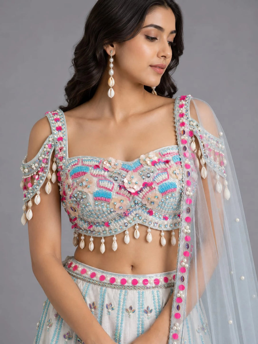 white lehenga