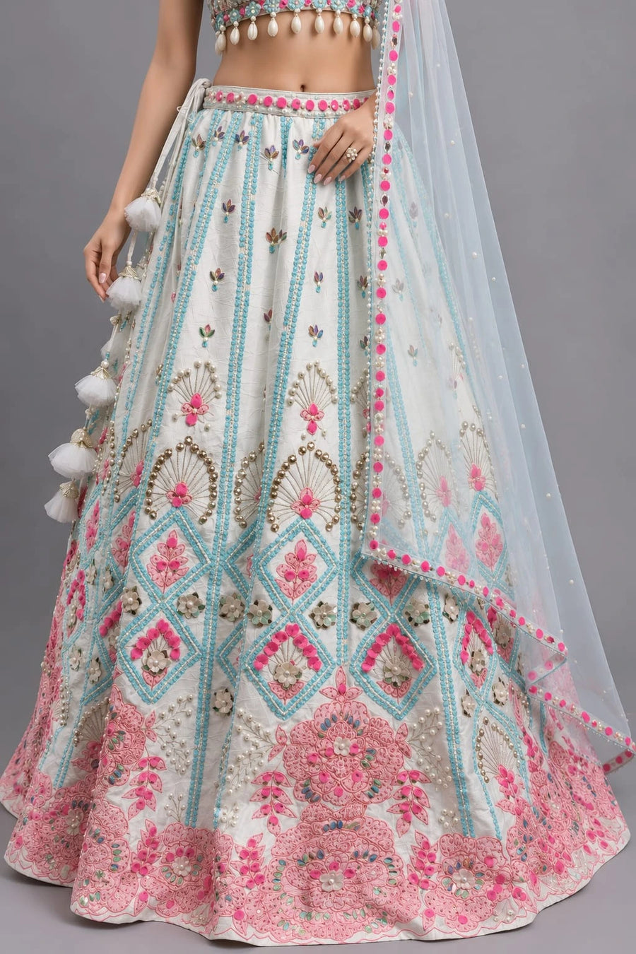 white lehenga
