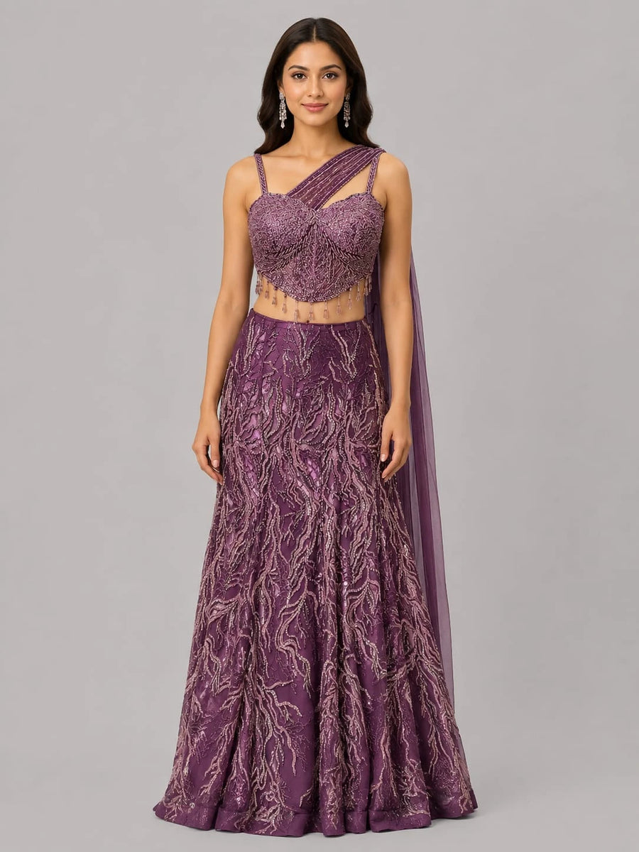 wine lehenga