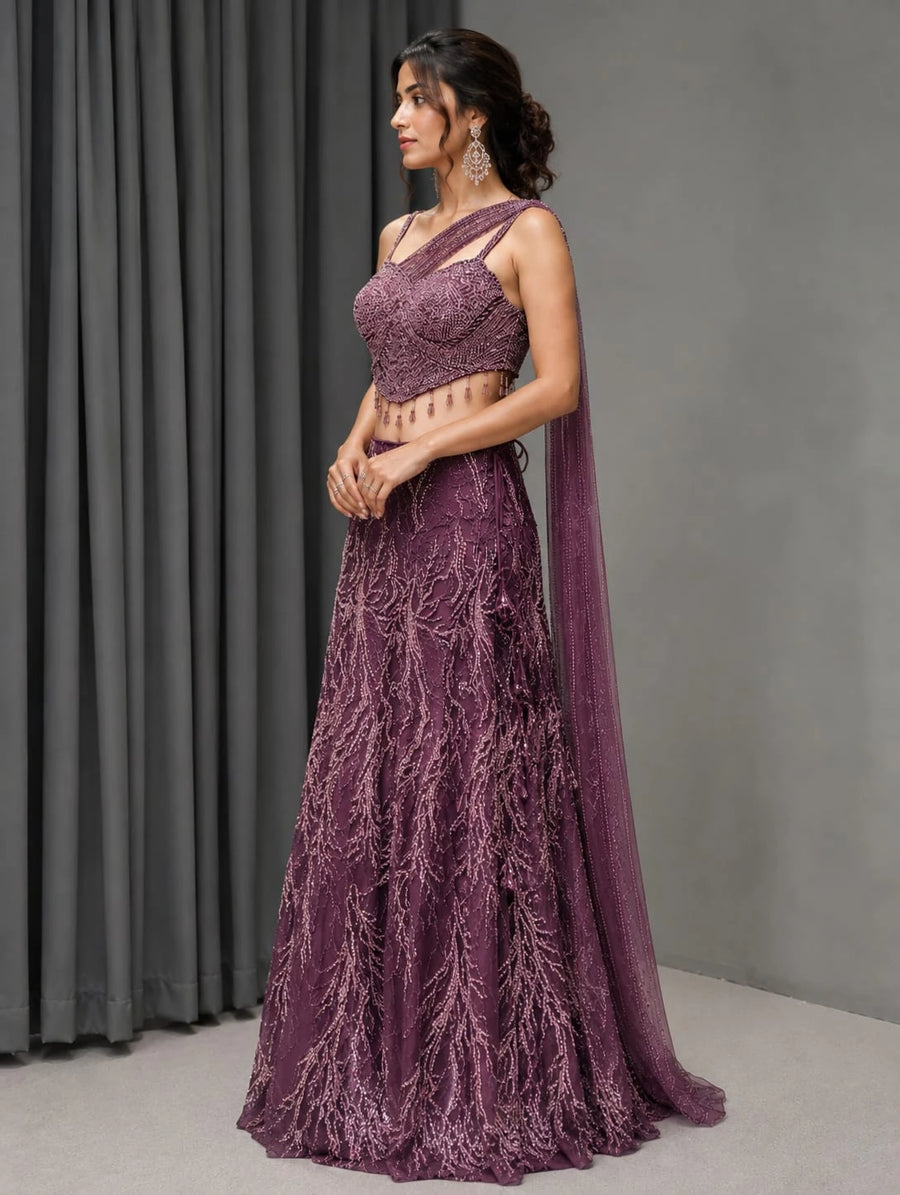 wine lehenga