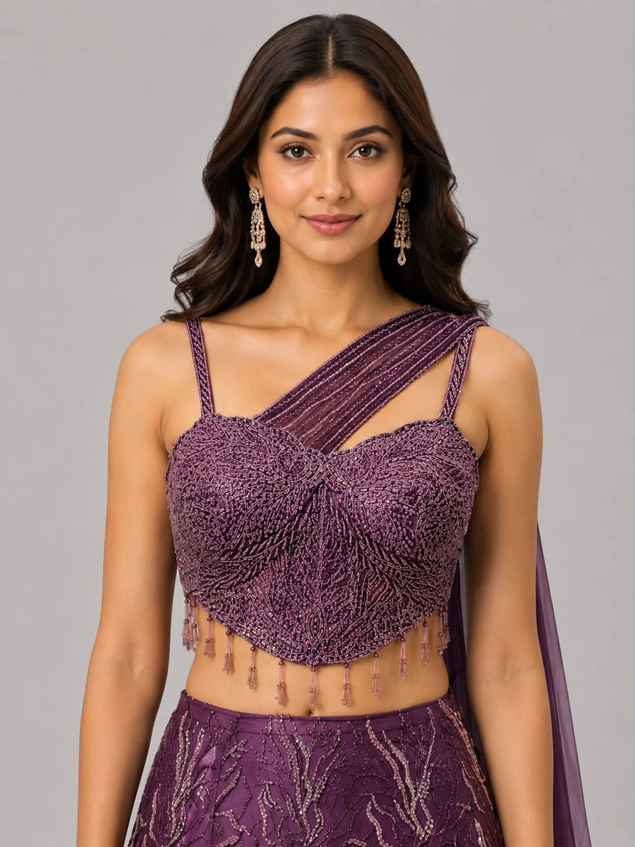 wine lehenga