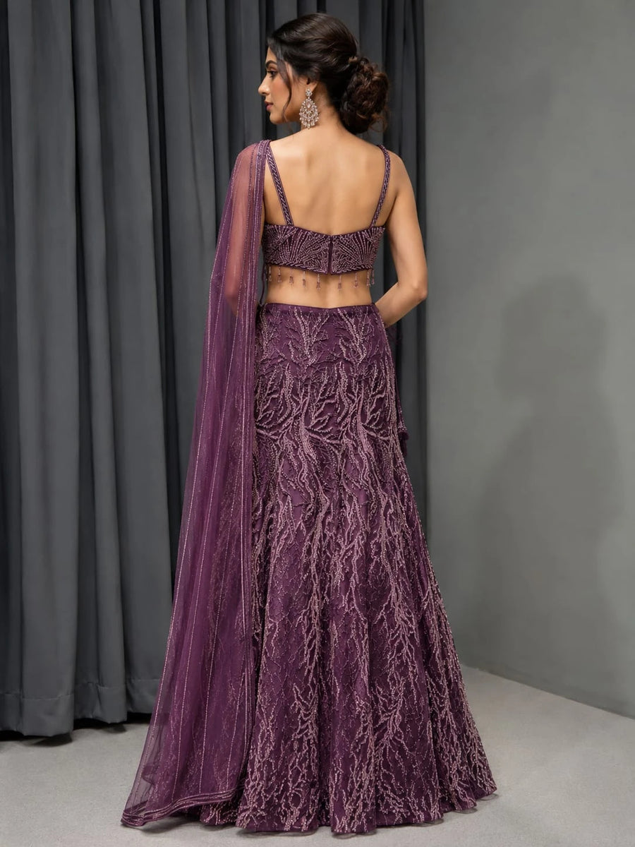wine lehenga