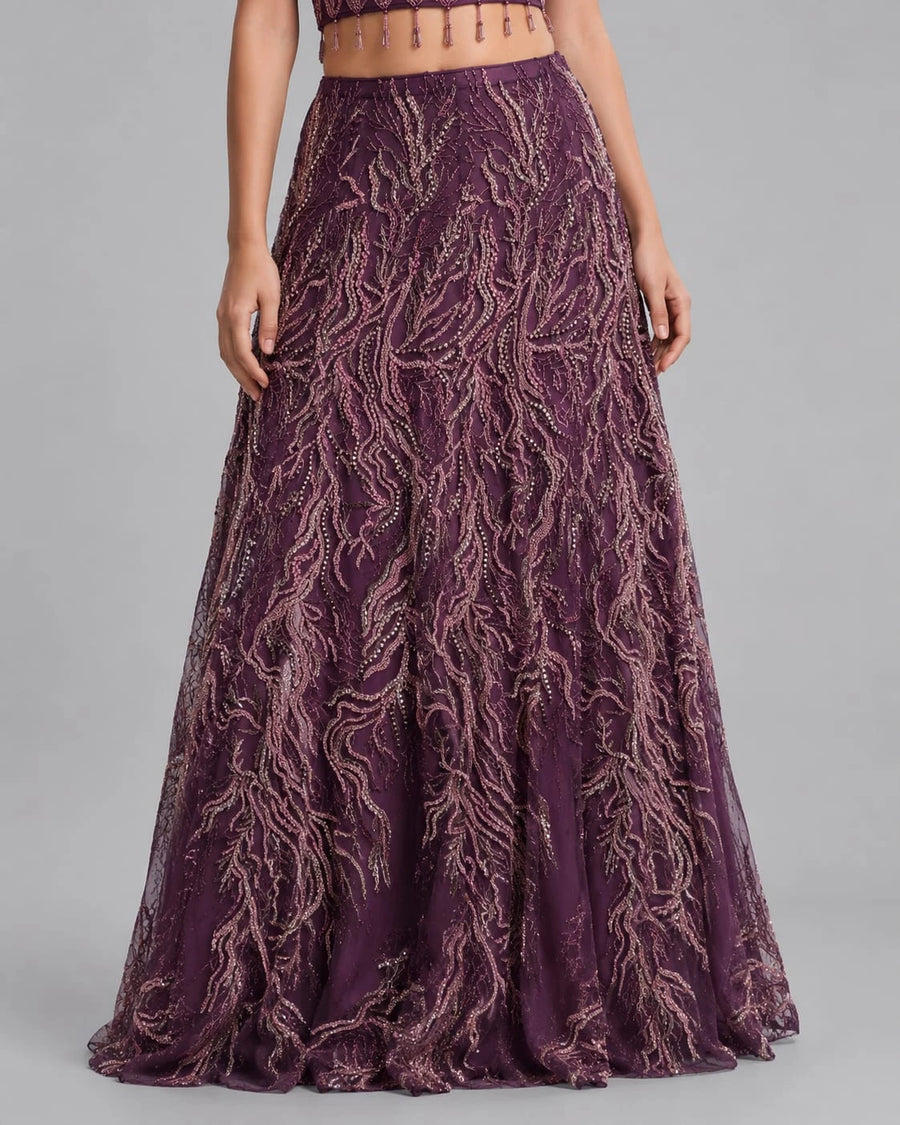 wine lehenga