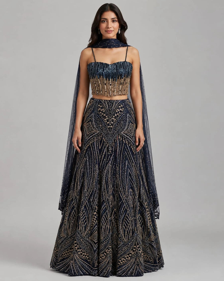 navy blue lehenga