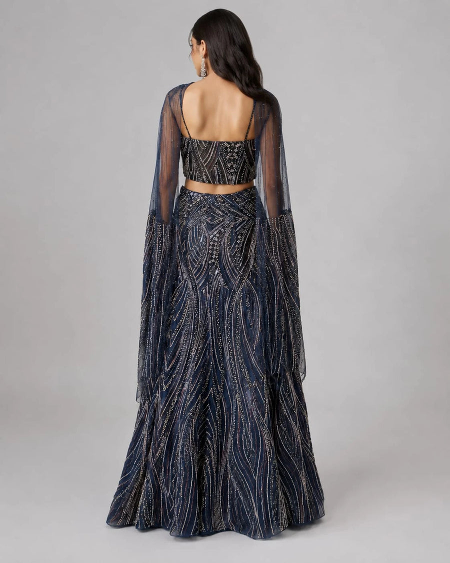navy blue lehenga