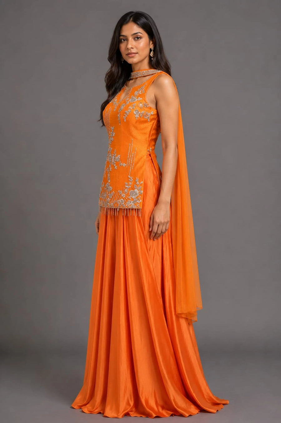 orange sharara suit