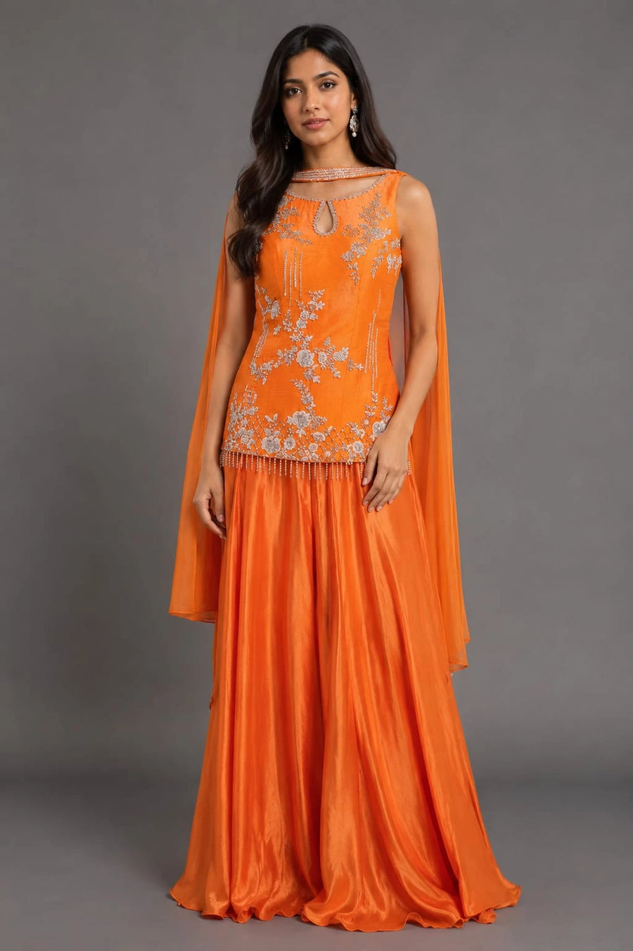 orange sharara suit
