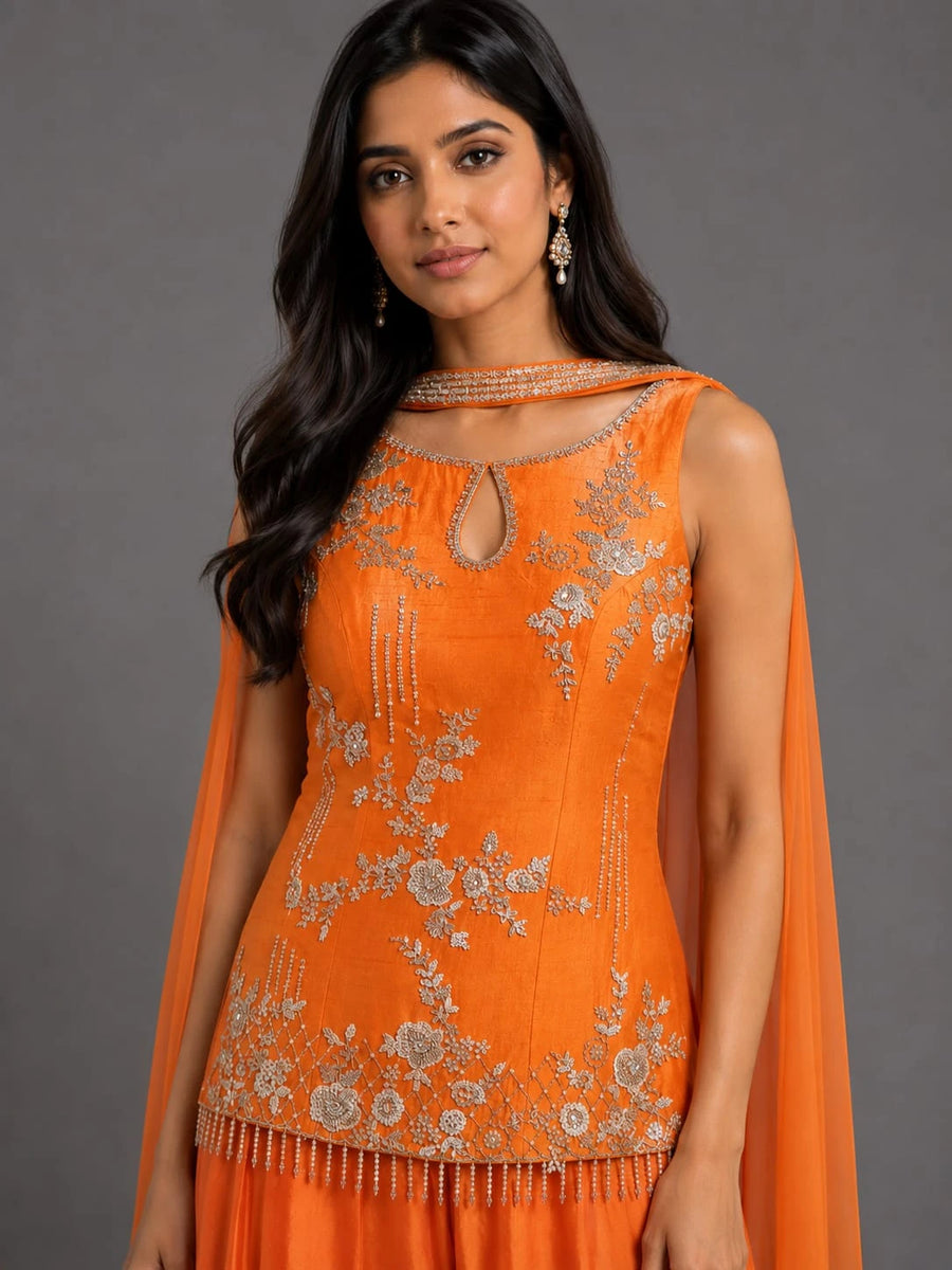 orange sharara suit