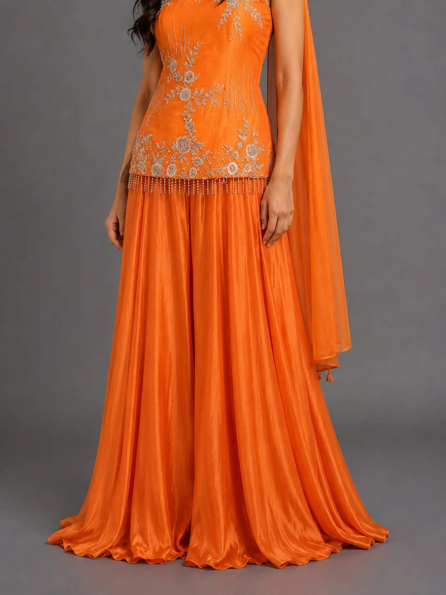orange sharara suit