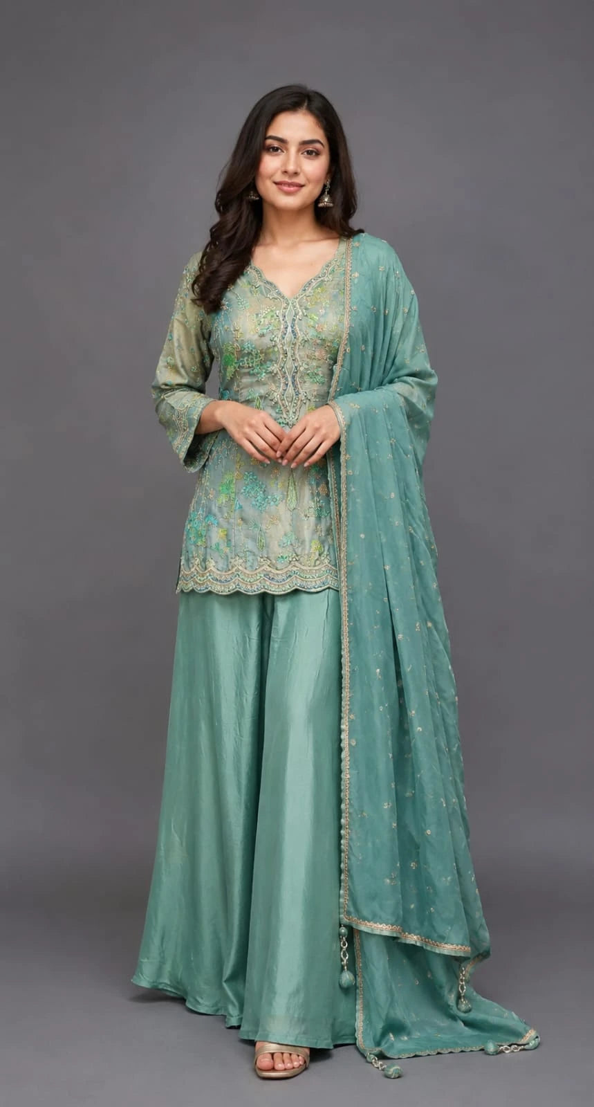 pista sharara suit dupatta