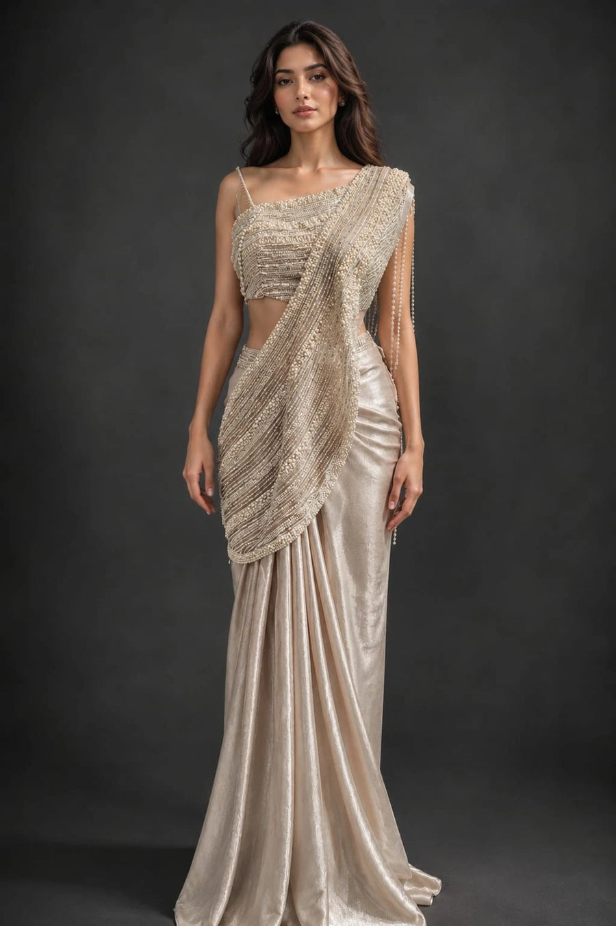 mauve drape saree