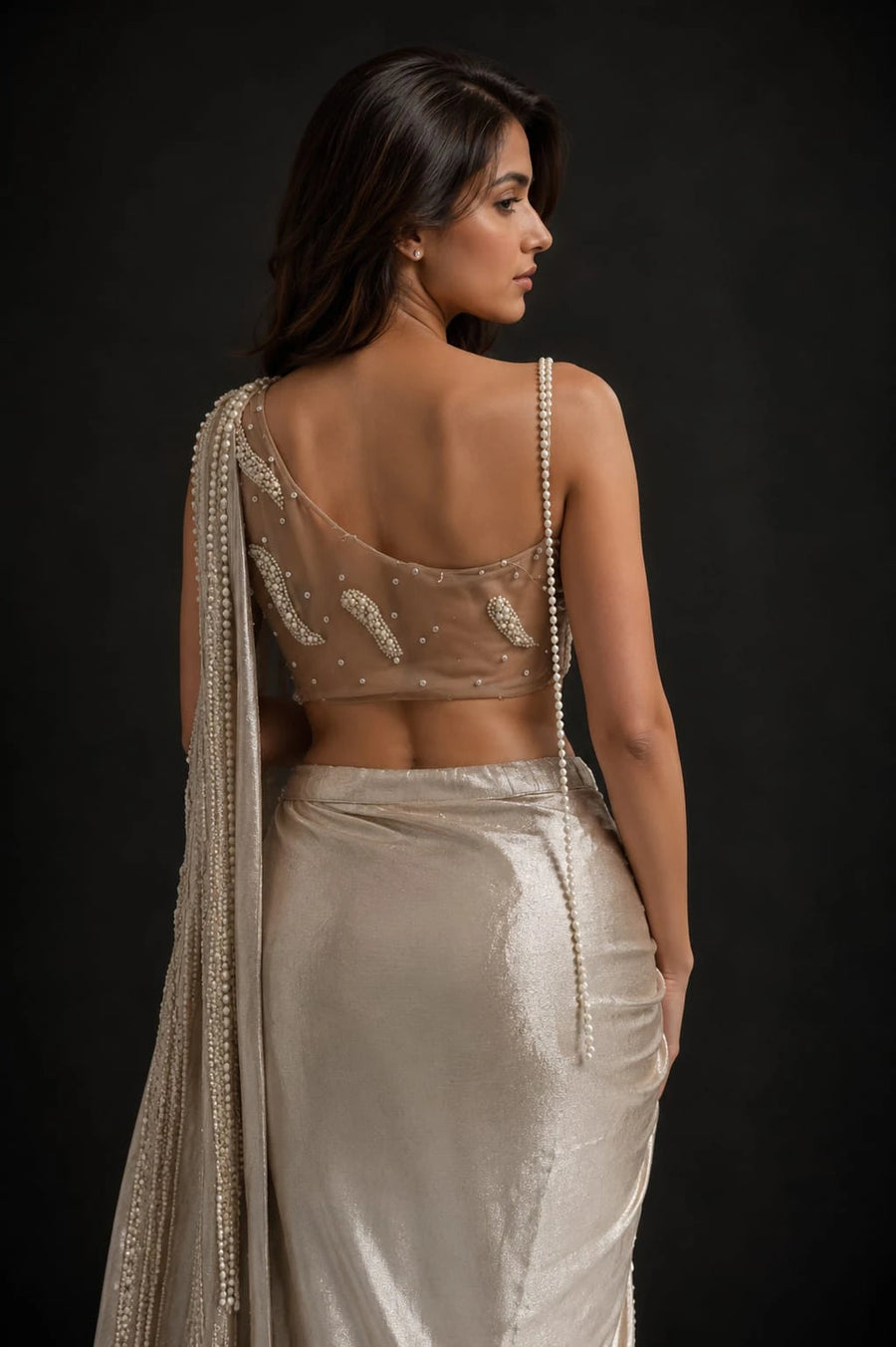 mauve drape saree