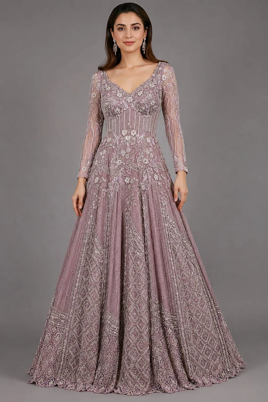 embellished lavender gown