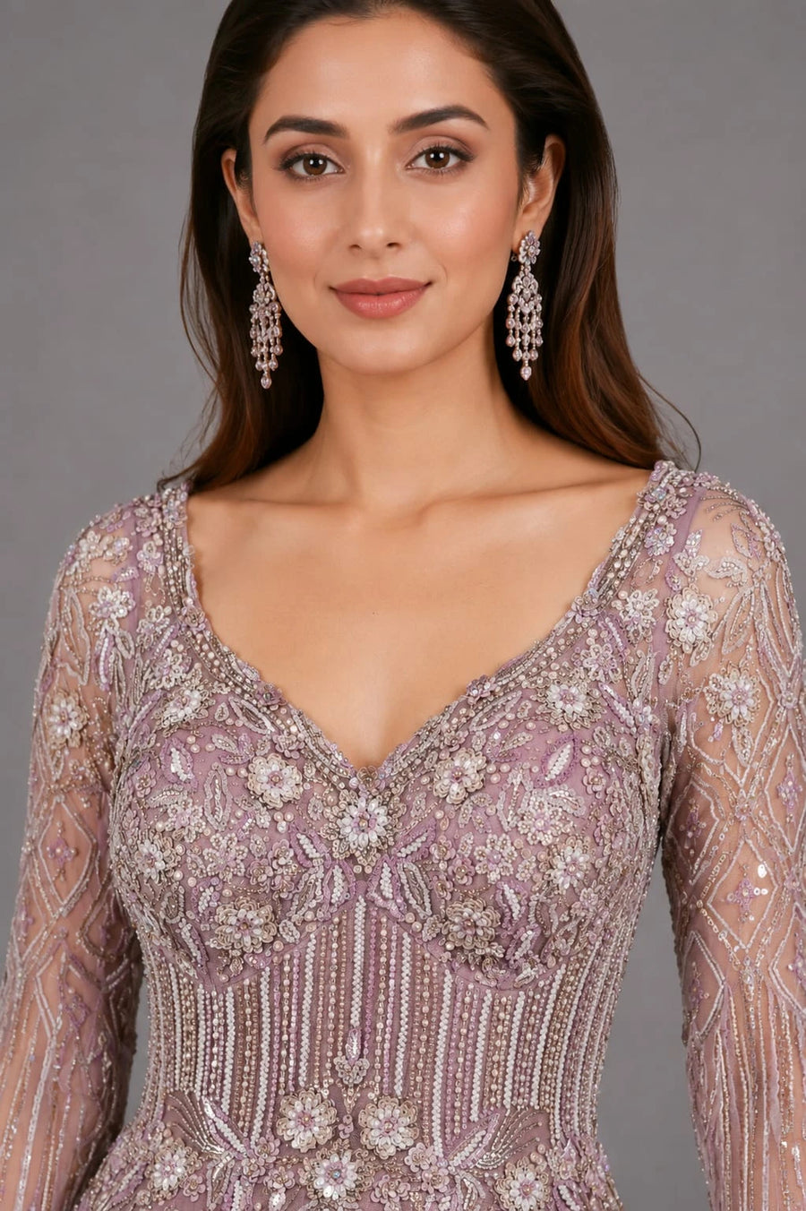 embellished lavender gown