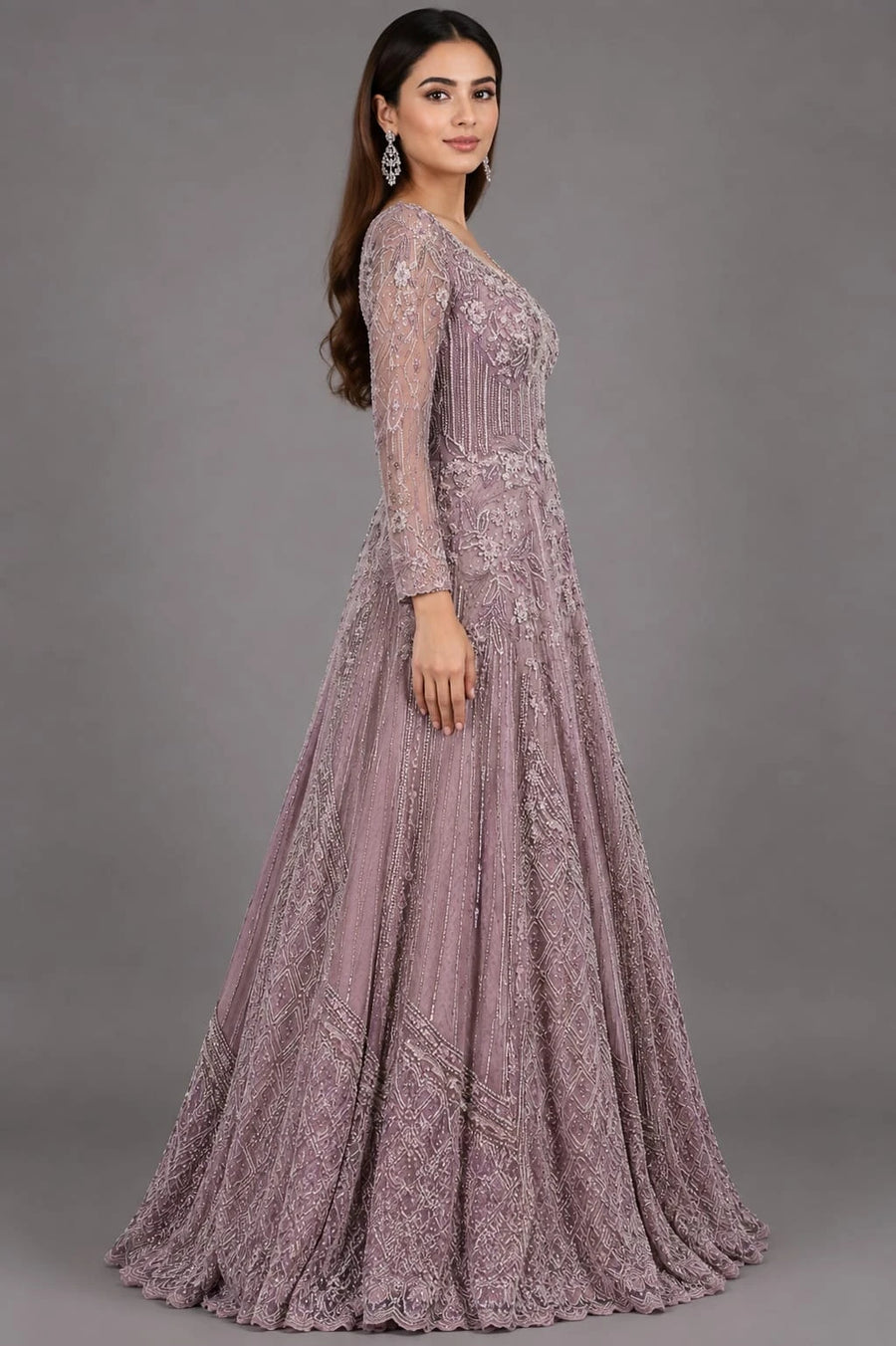 embellished lavender gown