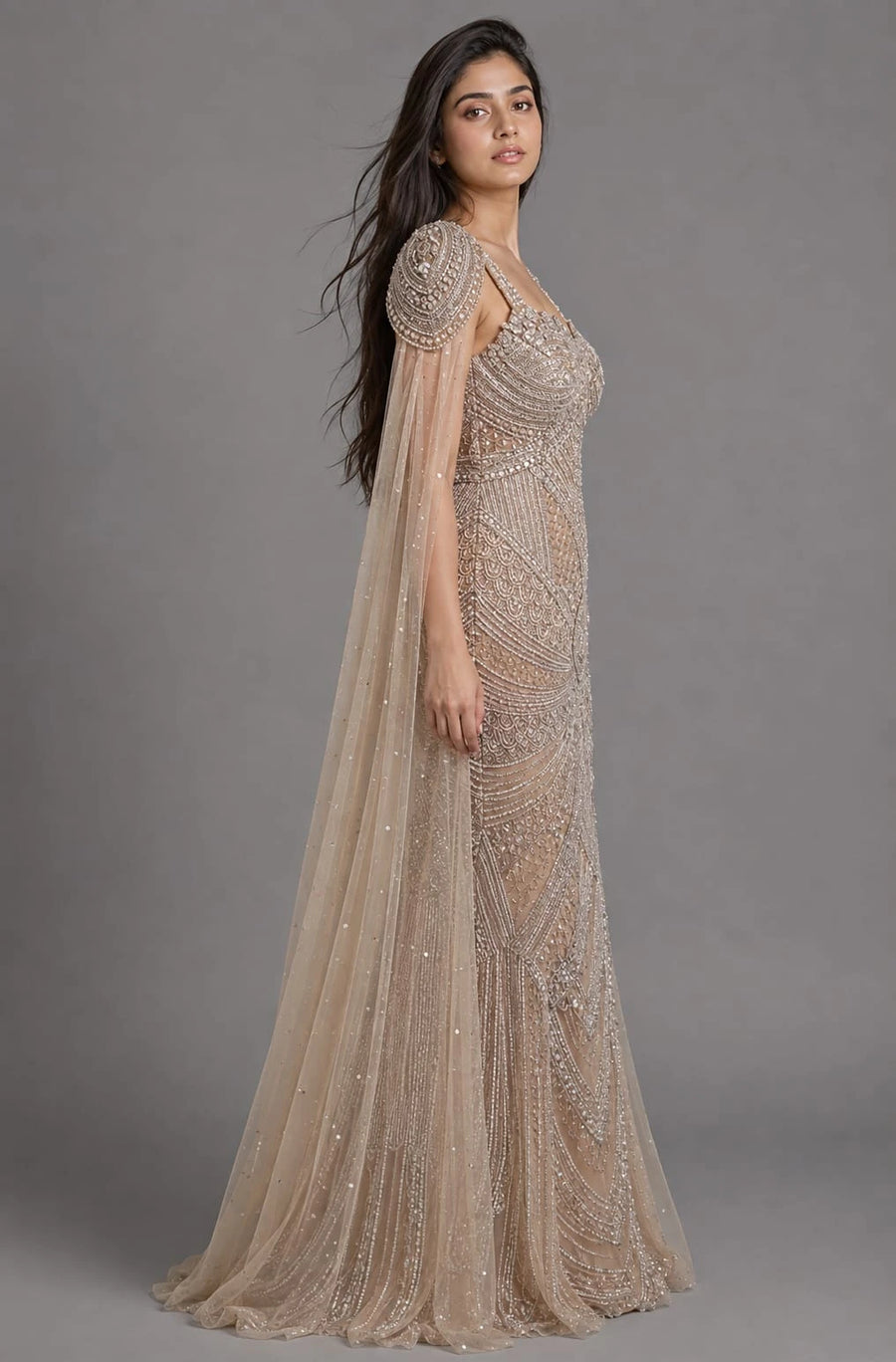 floor length gold gown