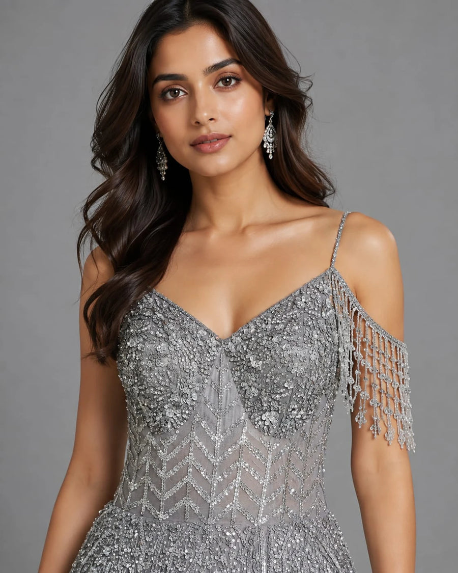 grey gown