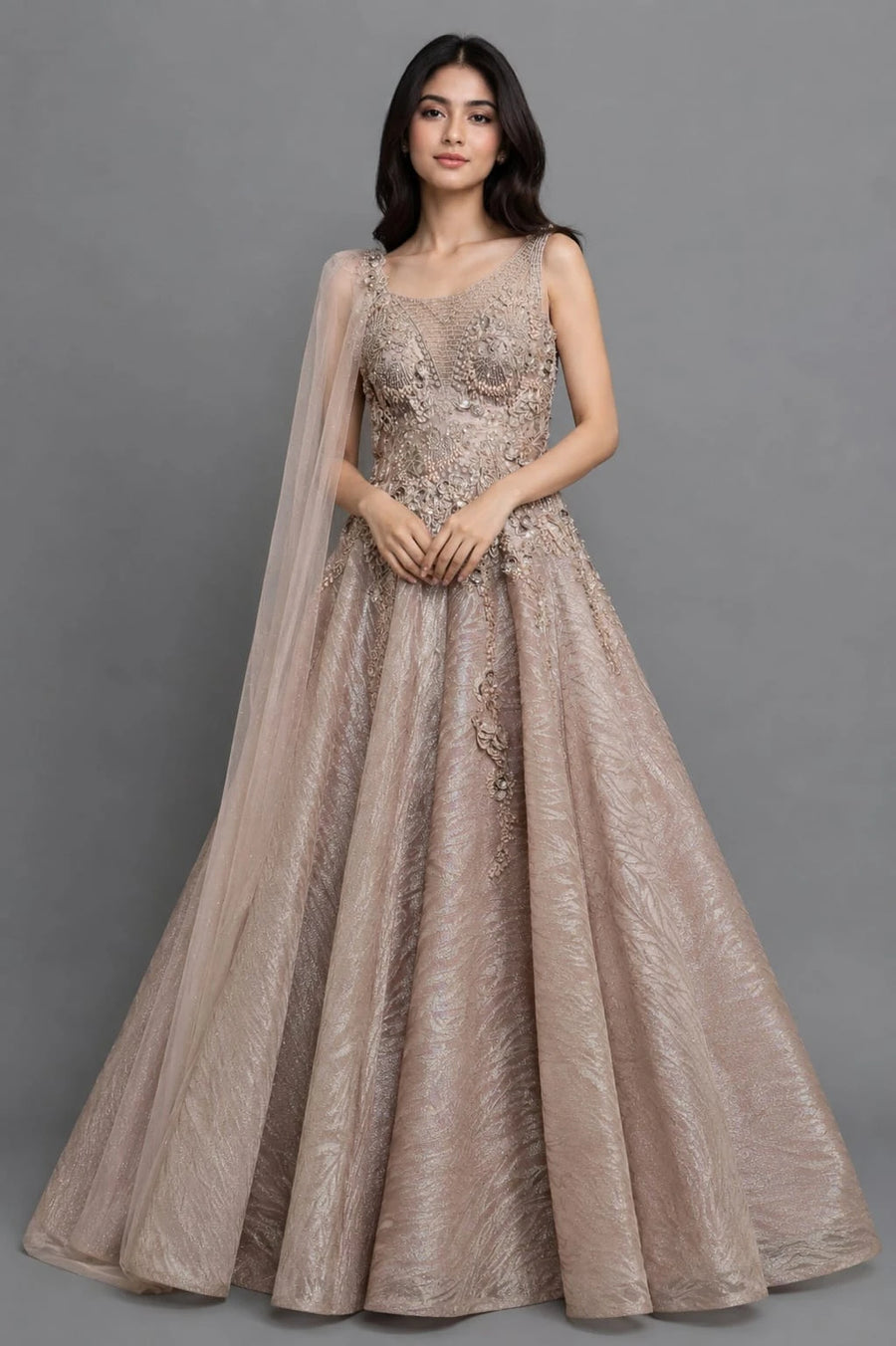 Gold party wear gown