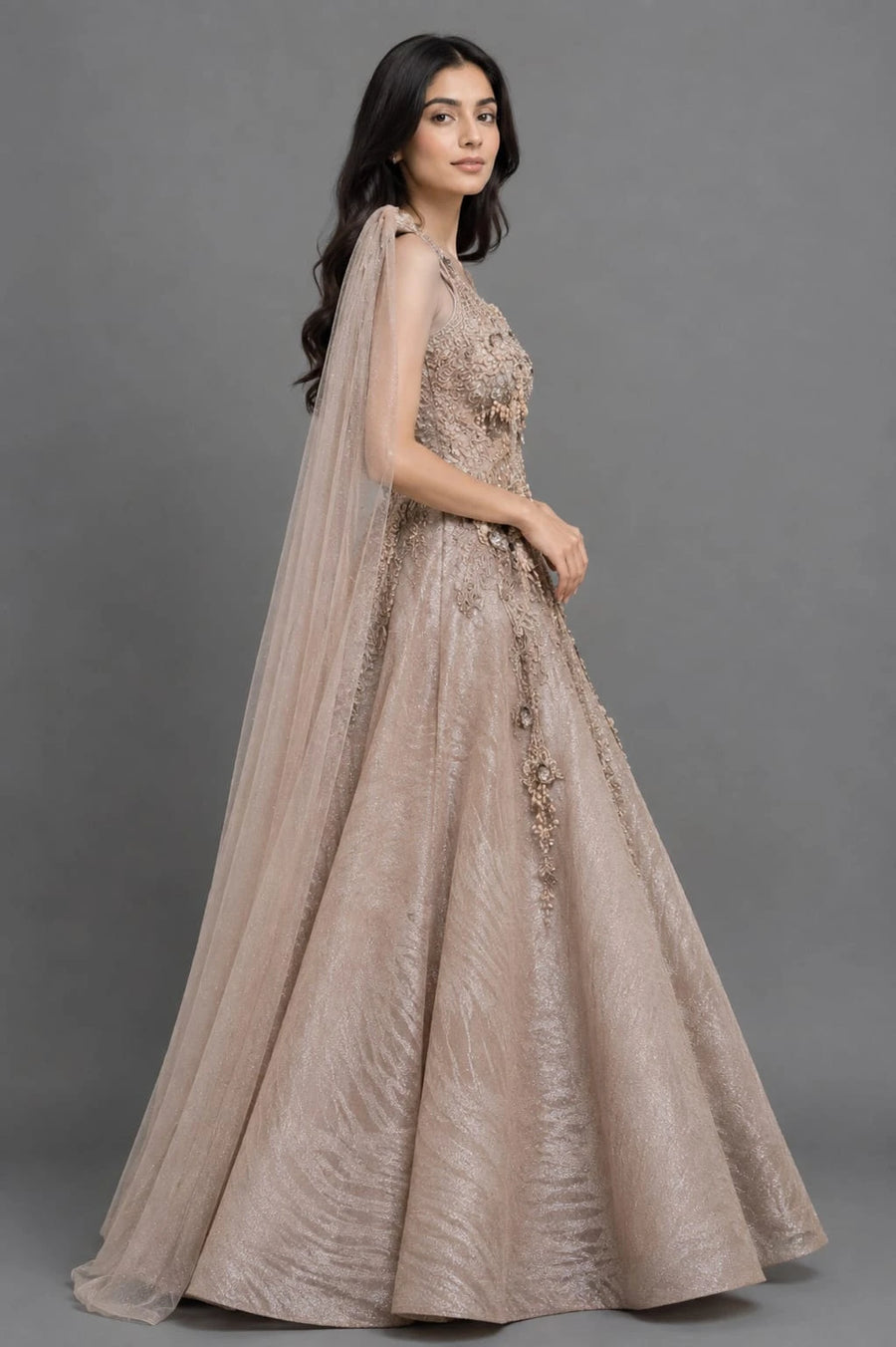 Gold party wear gown