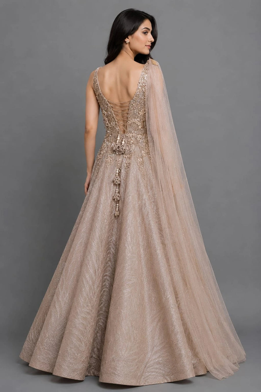 Gold party wear gown
