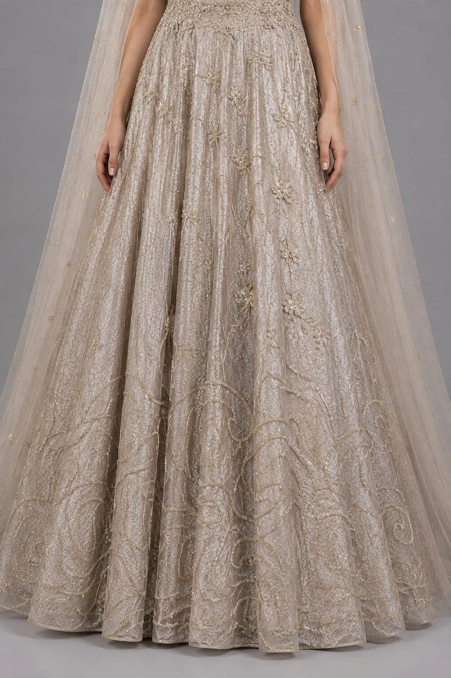 Gold Designer Cape Gown