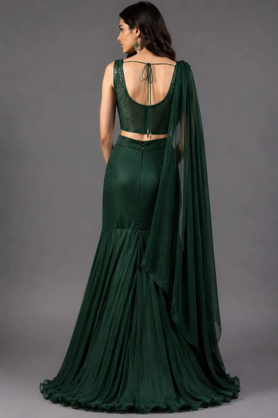 bottle green lehenga