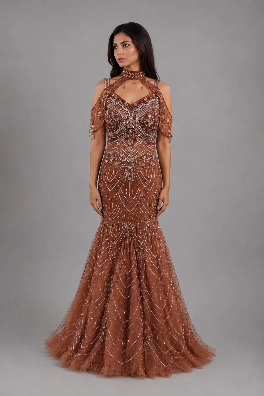 brown fish cut gown