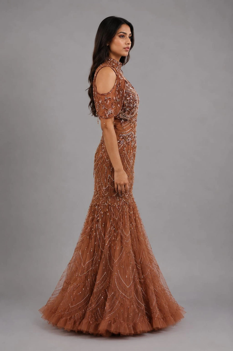 brown fish cut gown