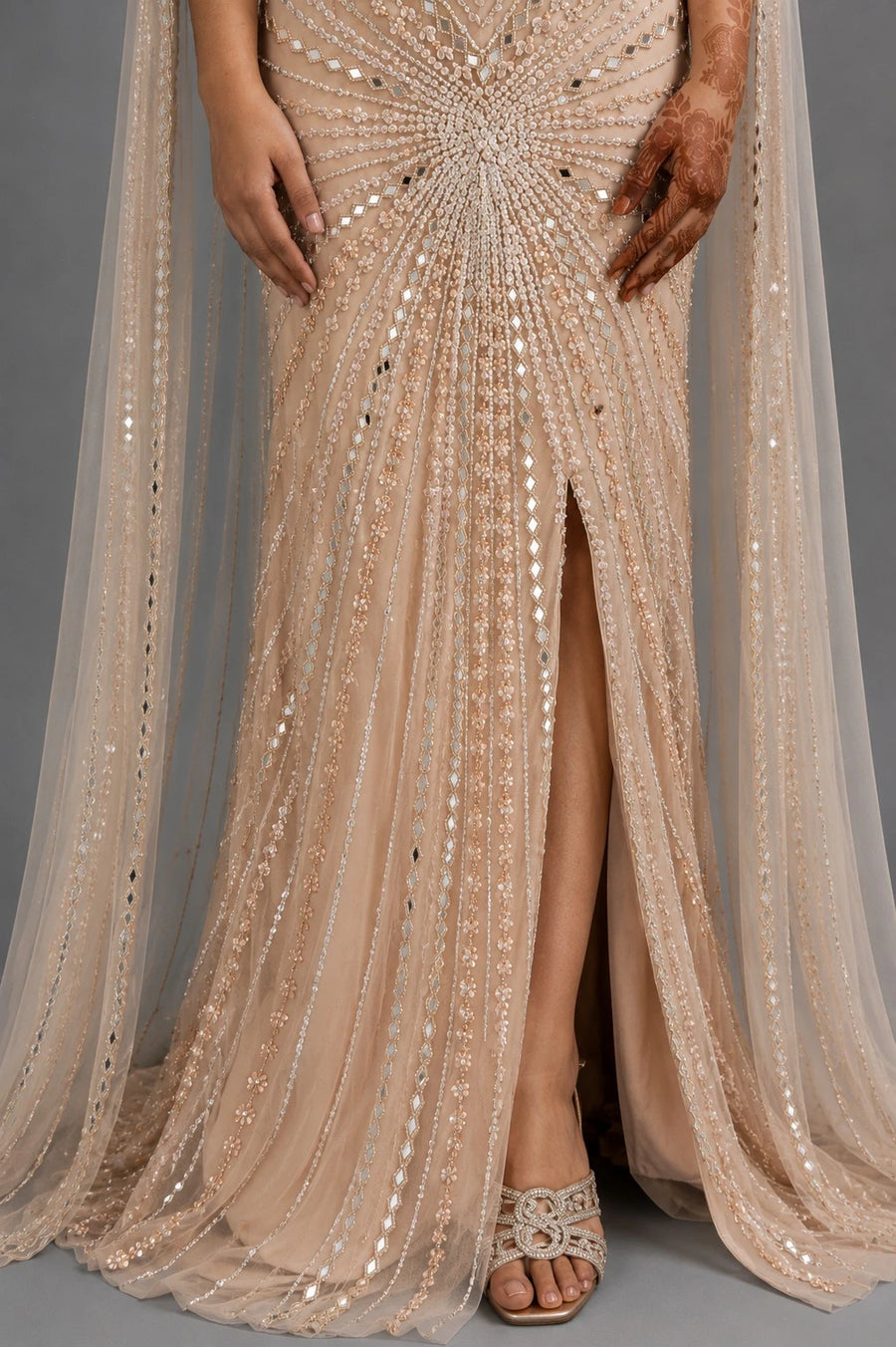 peach party wear gown