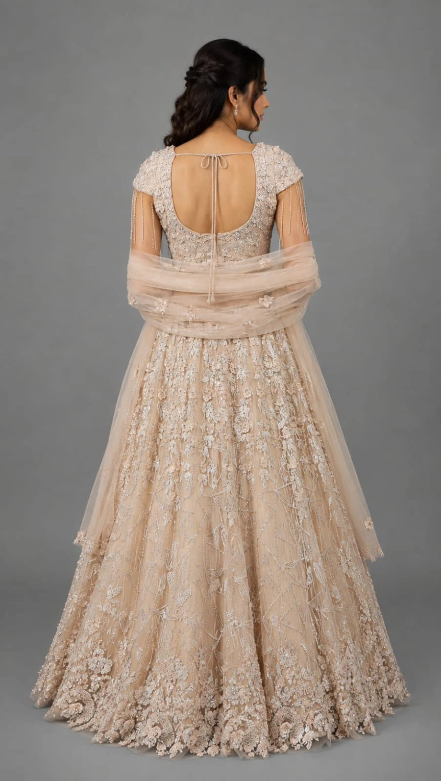 Peach Engagement Lehenga