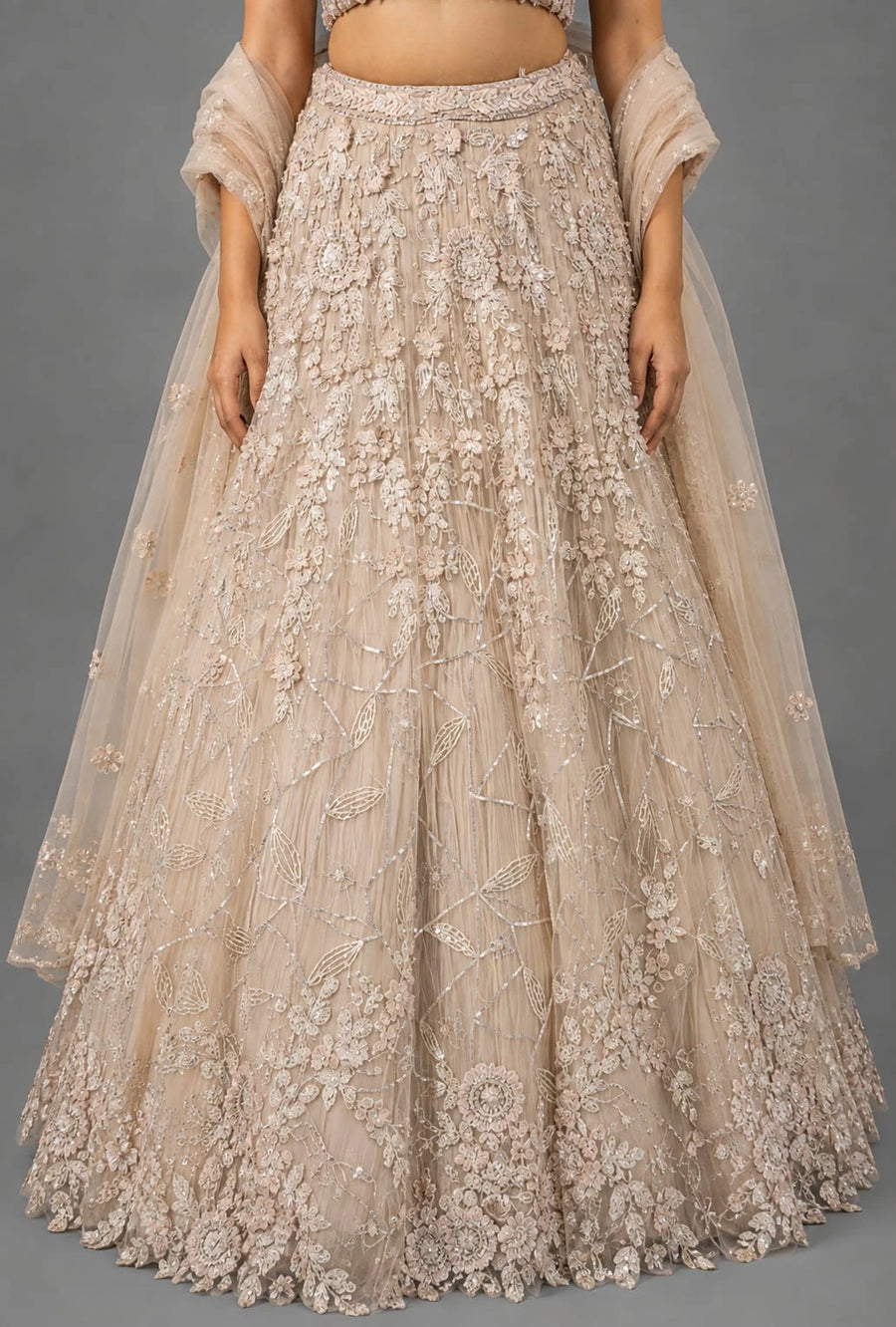 Peach Engagement Lehenga