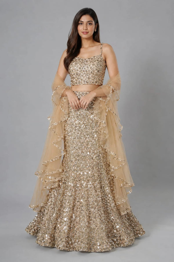 Gold Fish Cut Lehenga