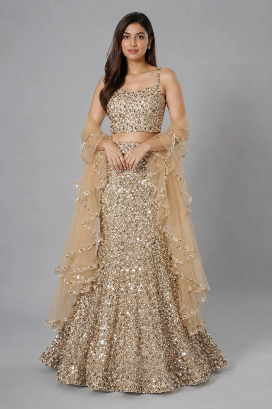 Gold Fish Cut Lehenga