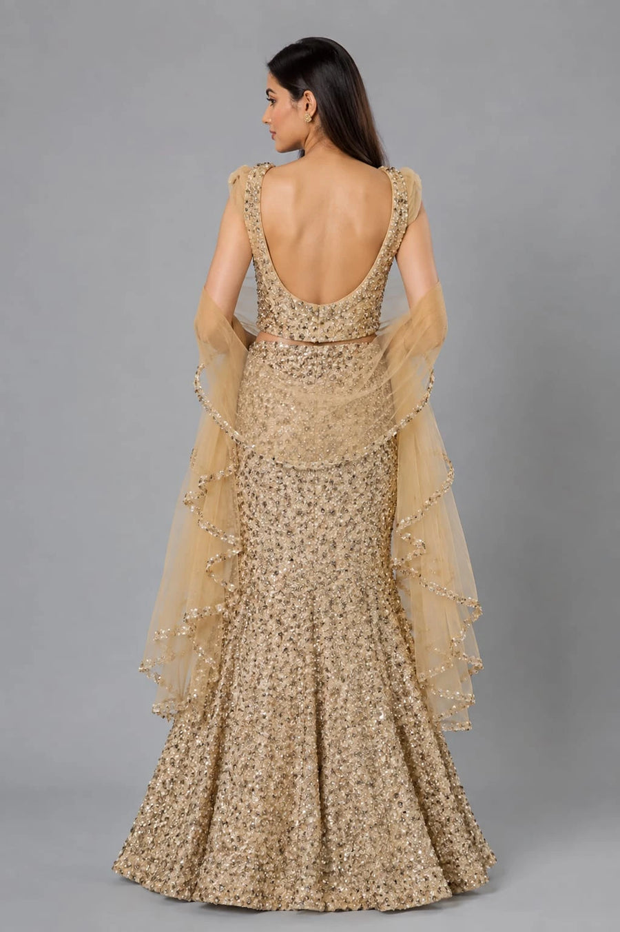 Gold Fish Cut Lehenga