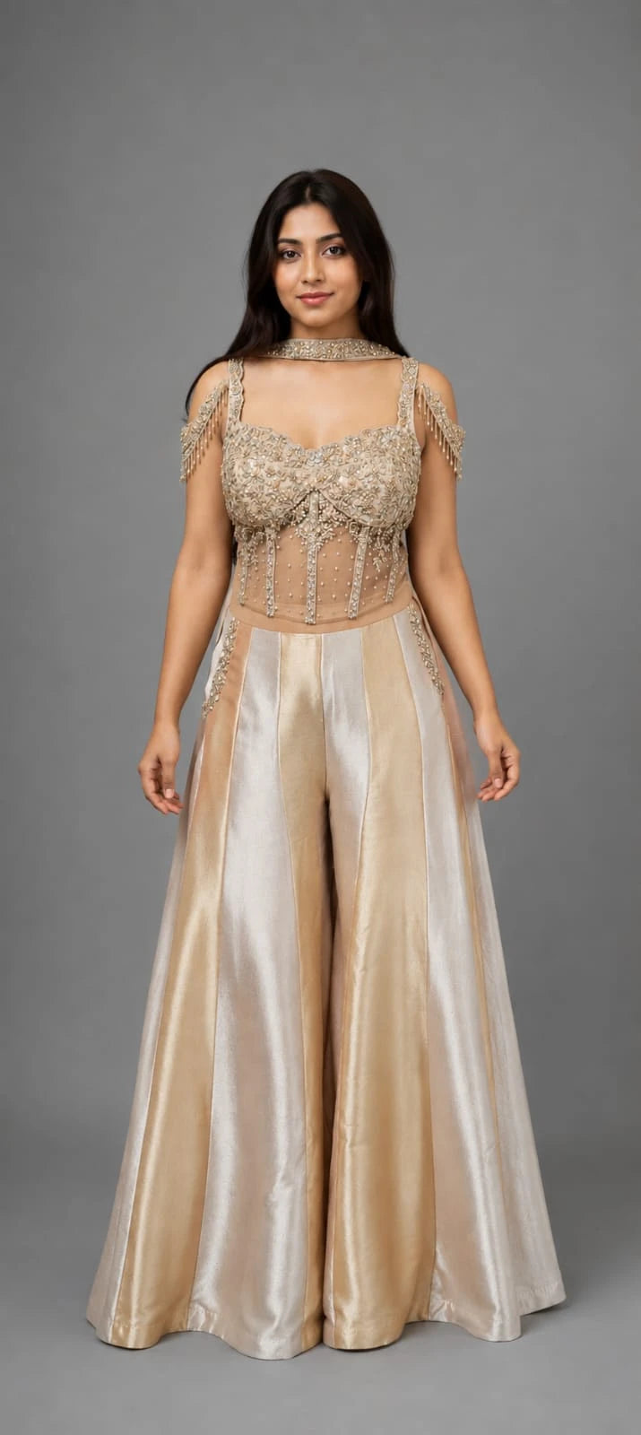 gold sharara set