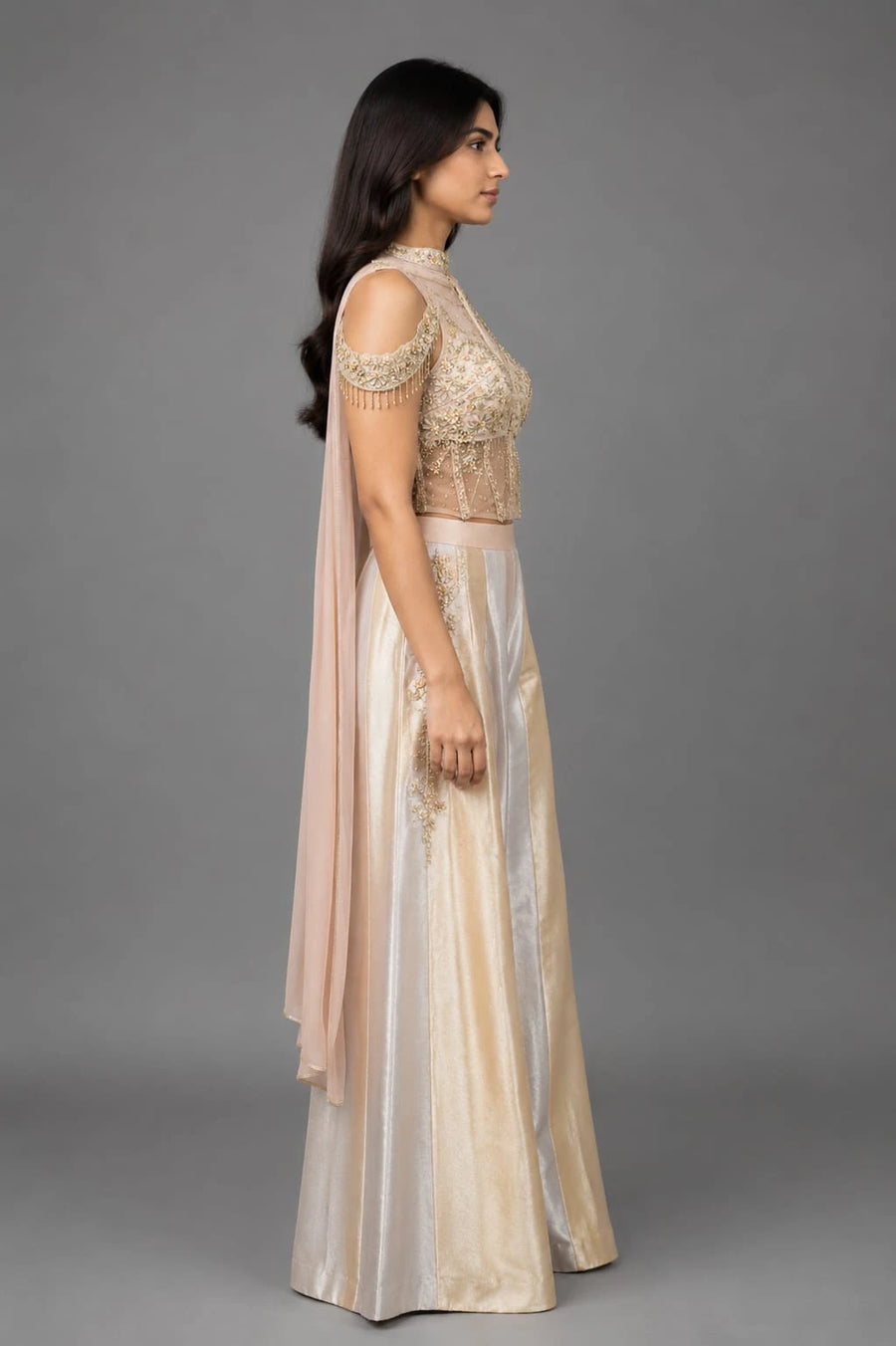 gold sharara set