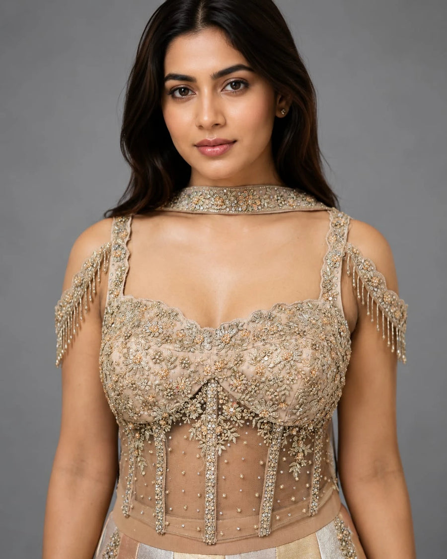gold sharara set