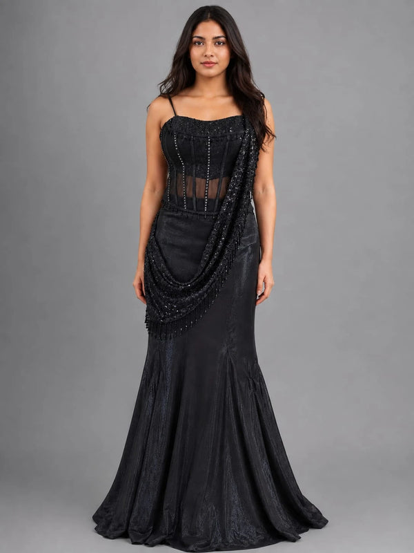Black Corset Lehenga