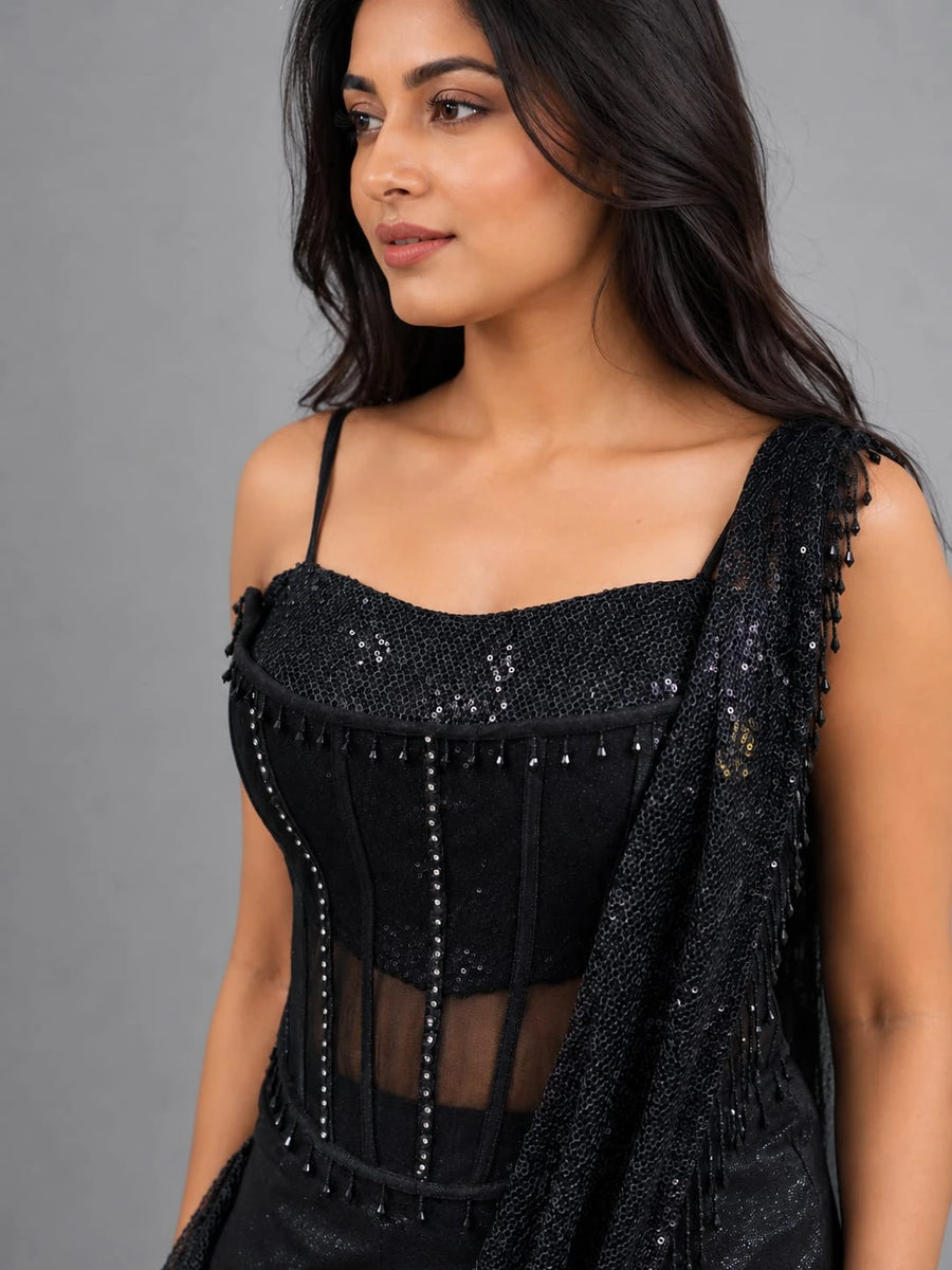 Black Corset Lehenga