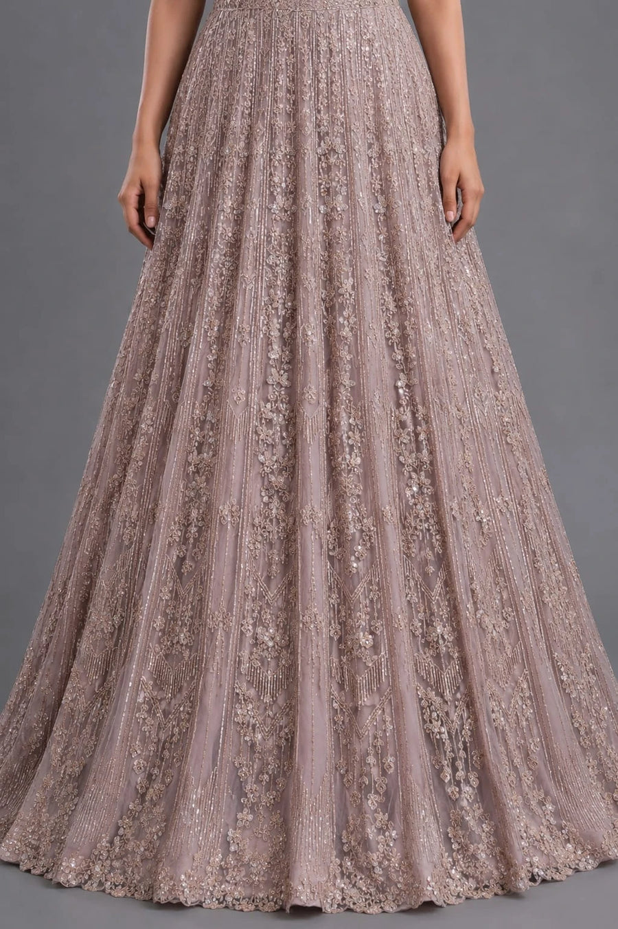 embroidered lilac gown