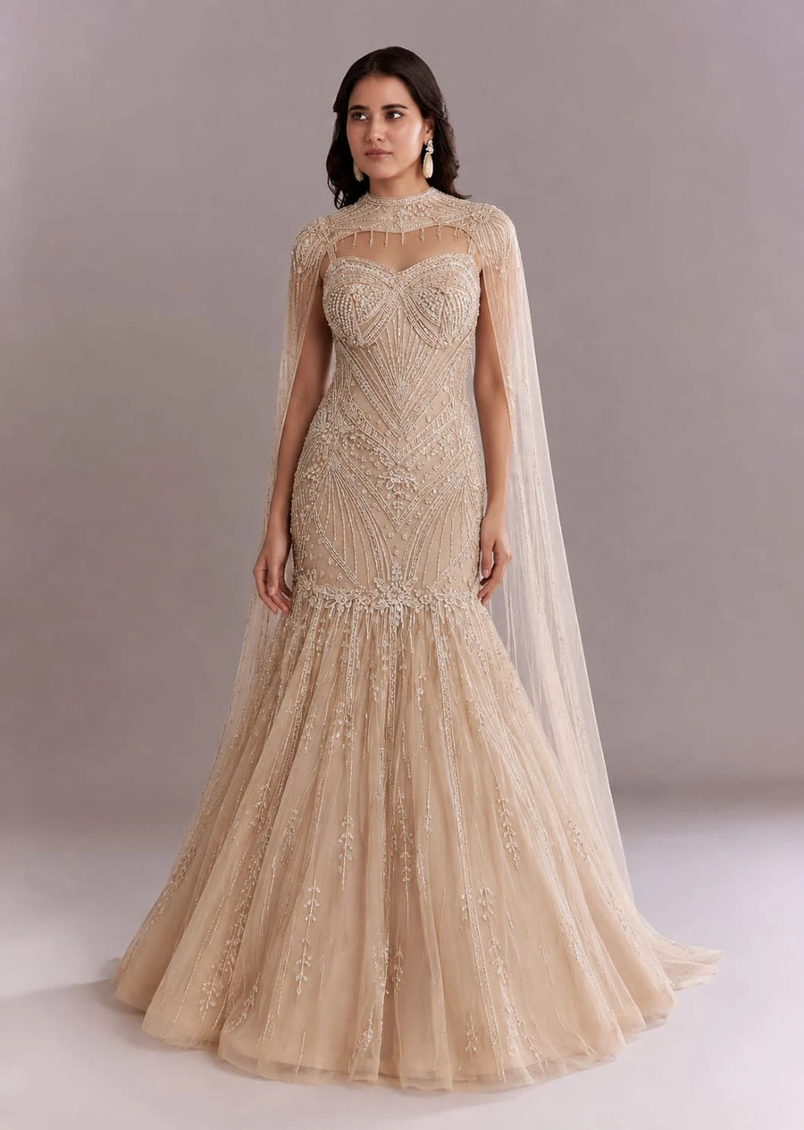 gold fishcut gowns