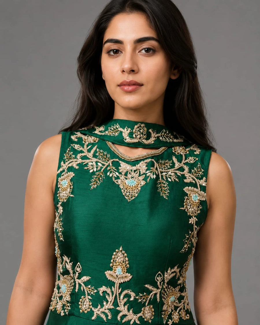 Bottle Green Peplum Suit