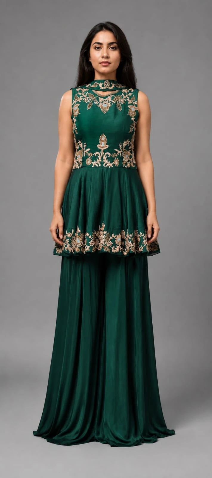 Bottle Green Peplum Suit