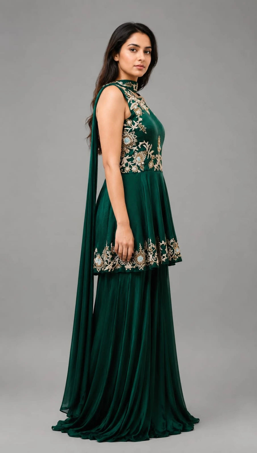 Bottle Green Peplum Suit