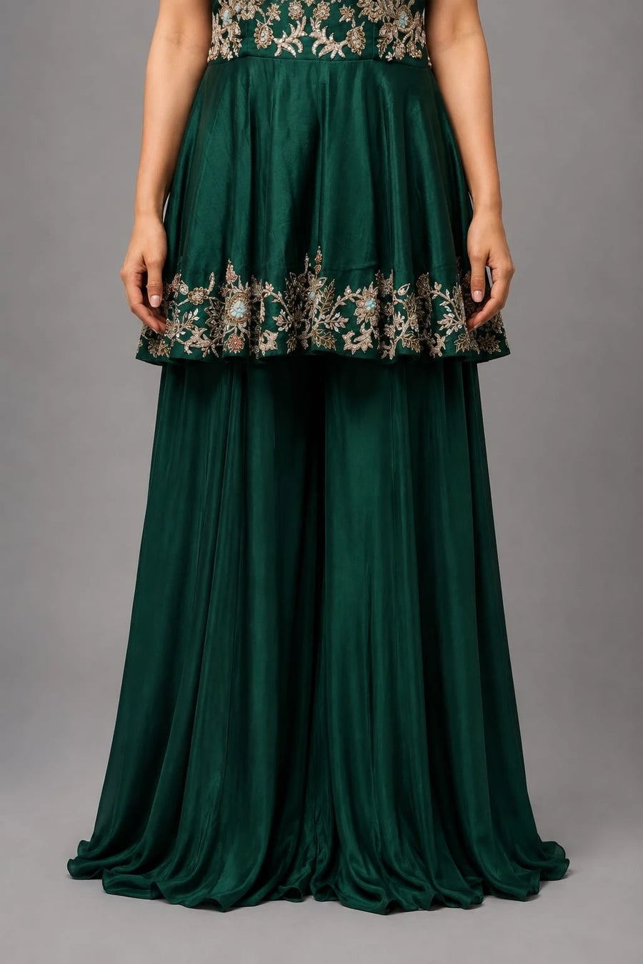 Bottle Green Peplum Suit