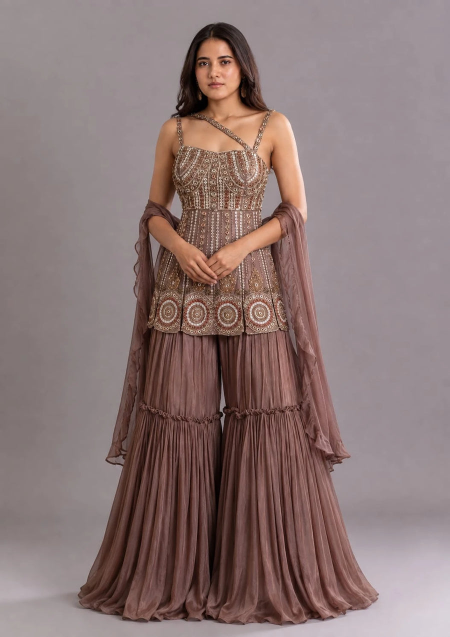 Coffee Brown Sharara Set