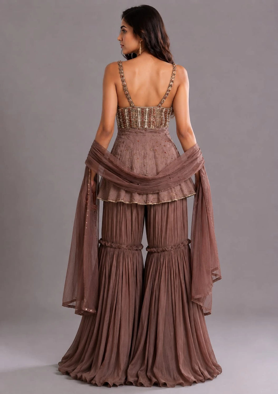 Coffee Brown Sharara Set