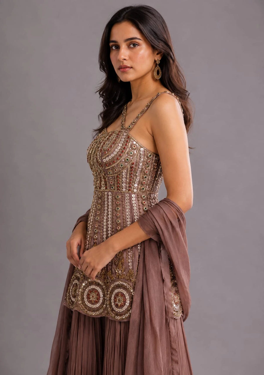 Coffee Brown Sharara Set