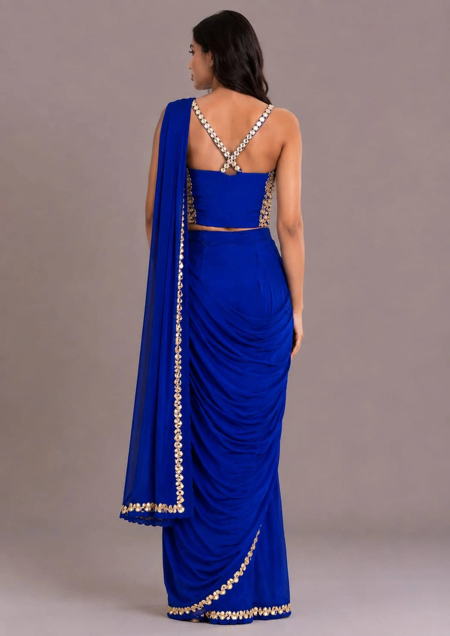 Royal Blue Drape Saree