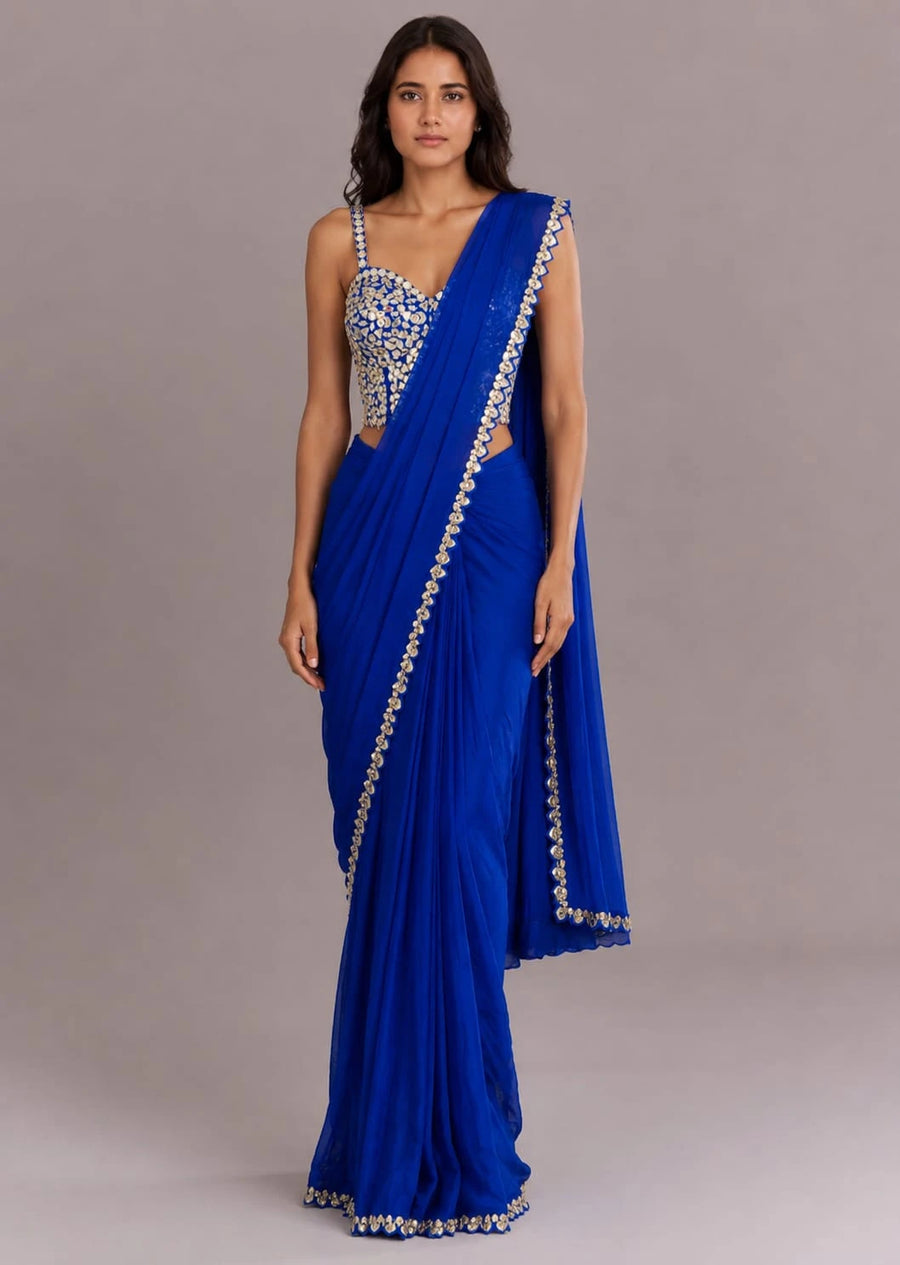 Royal Blue Drape Saree